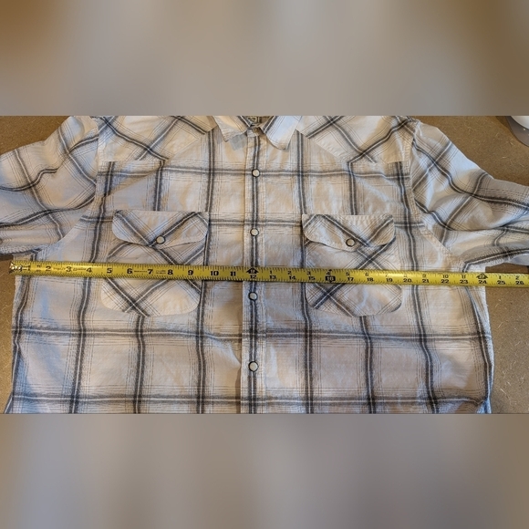 Lucky Brand White w/Gray Plaid Snap Front Western Shirt Size XL - Picture 8 of 10